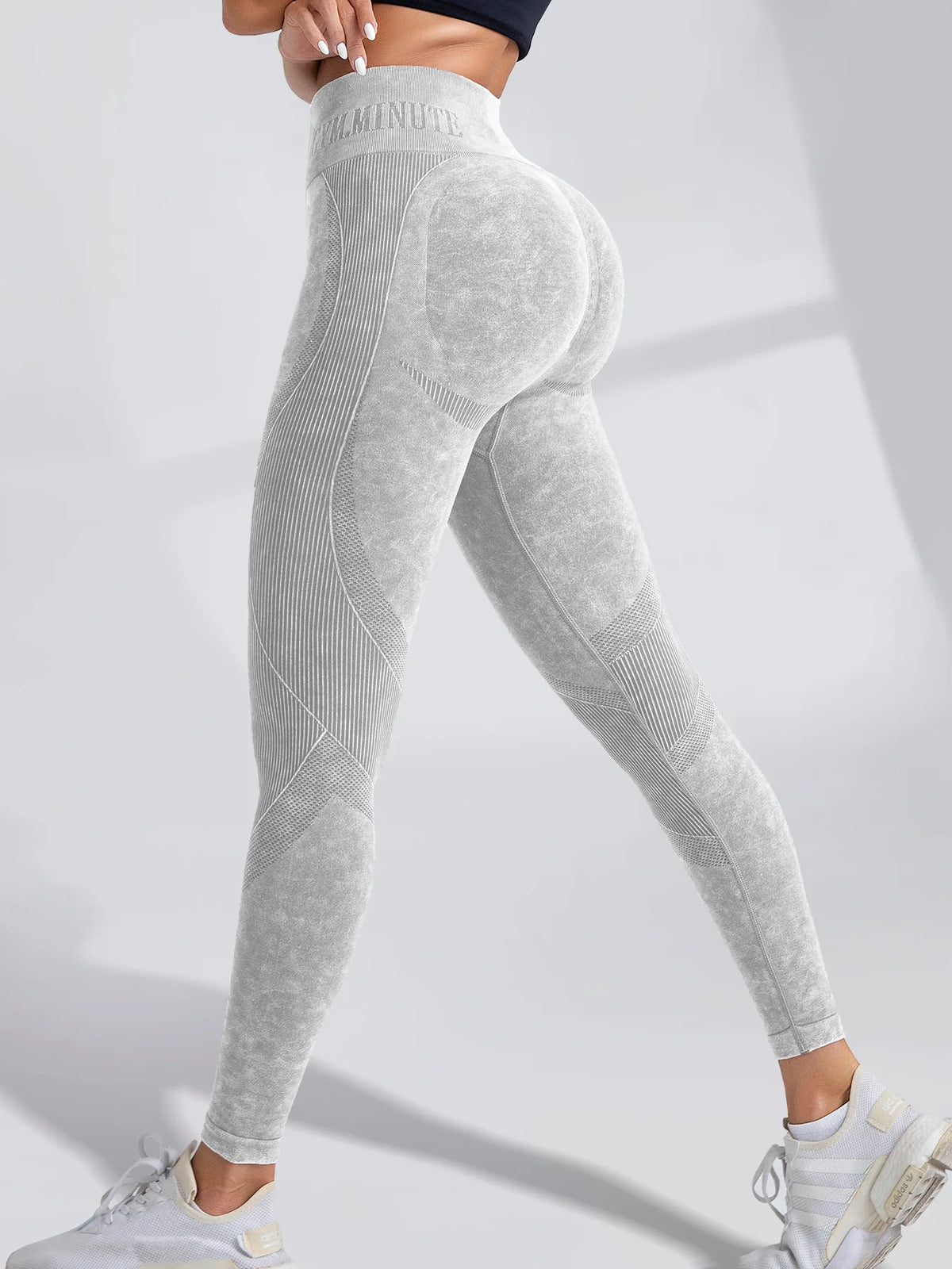 Legginsy bezszwowe push-up - kolor szary
