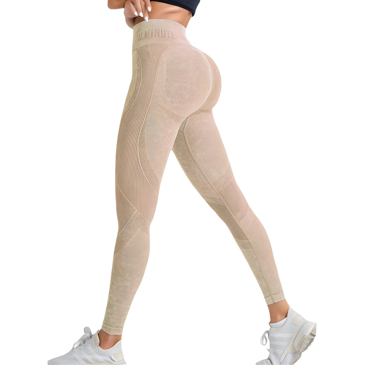 Legginsy bezszwowe push-up - kolor khaki